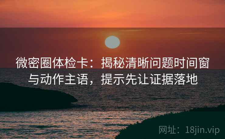 微密圈体检卡：揭秘清晰问题时间窗与动作主语，提示先让证据落地